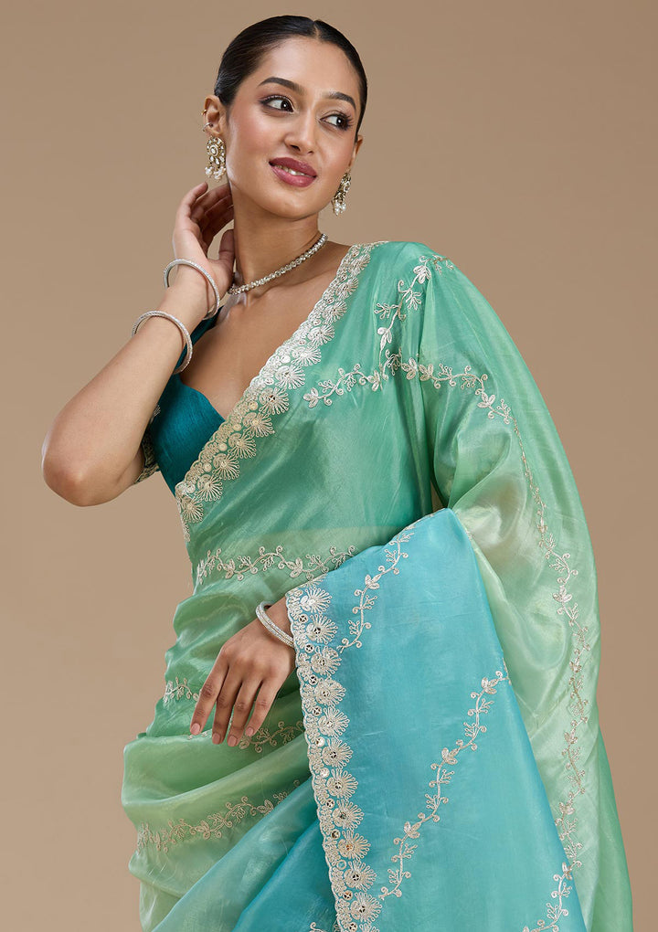 Blue Gotapatti Crepe Saree