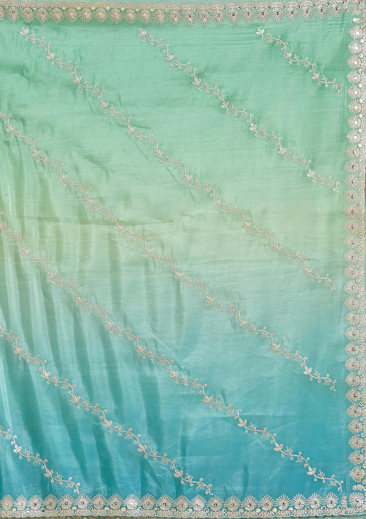 Blue Gotapatti Crepe Saree