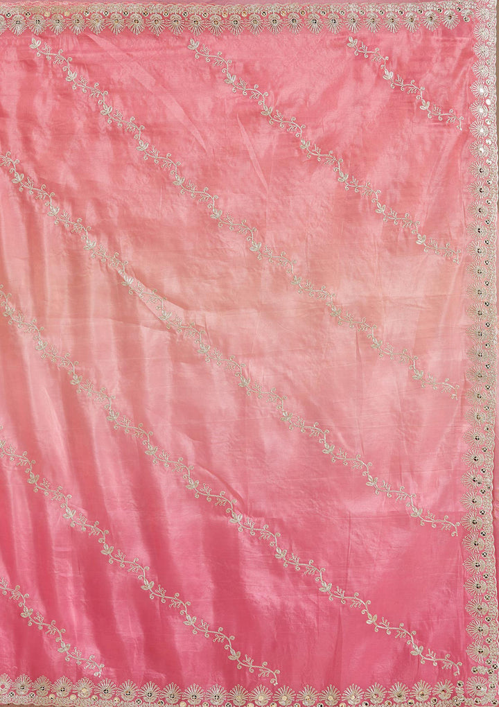 Gajari Pink Gotapatti Crepe Saree