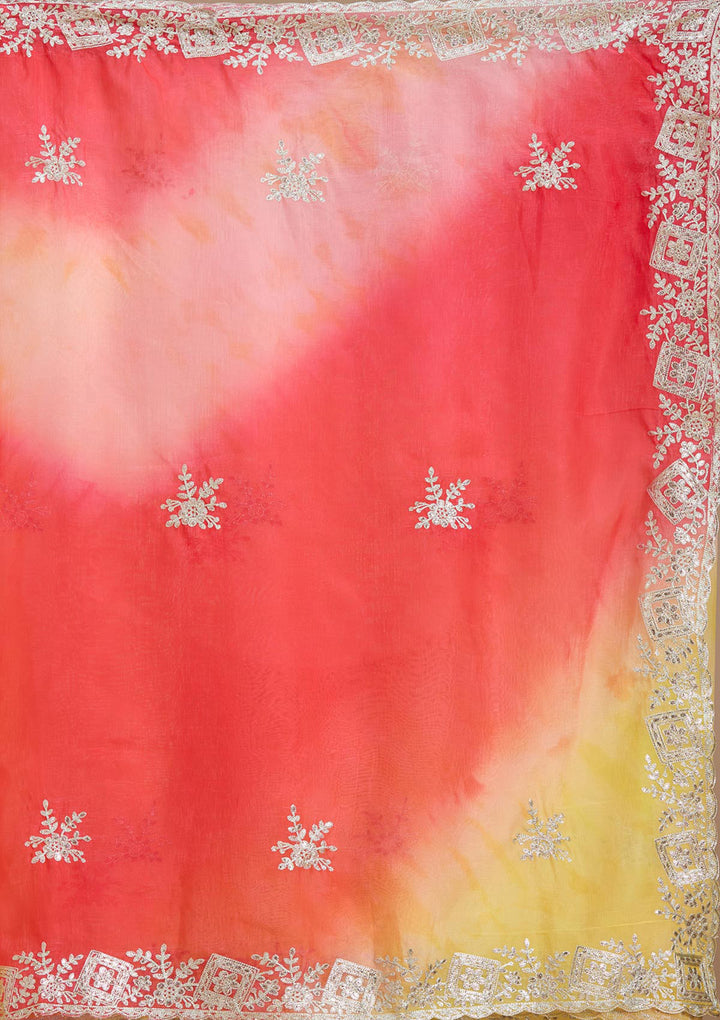 Red Gotapatti Crepe Saree
