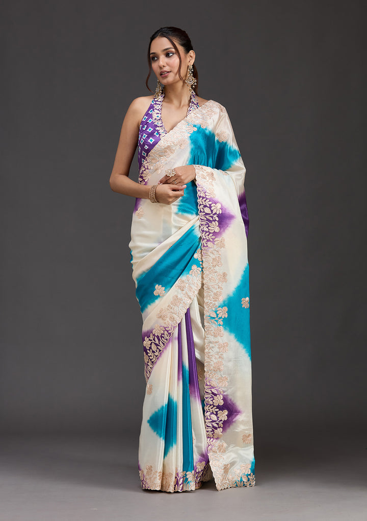 Purple Gotapatti Crepe Saree