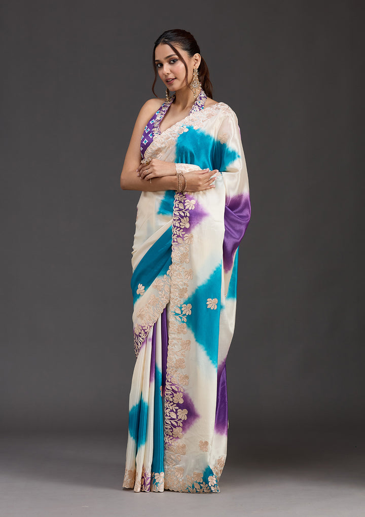Purple Gotapatti Crepe Saree