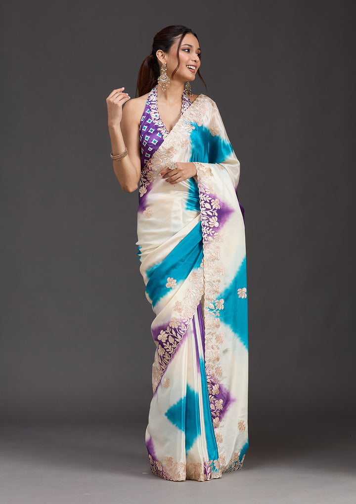 Purple Gotapatti Crepe Saree