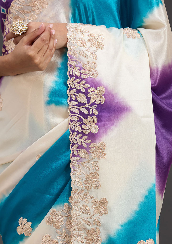 Purple Gotapatti Crepe Saree
