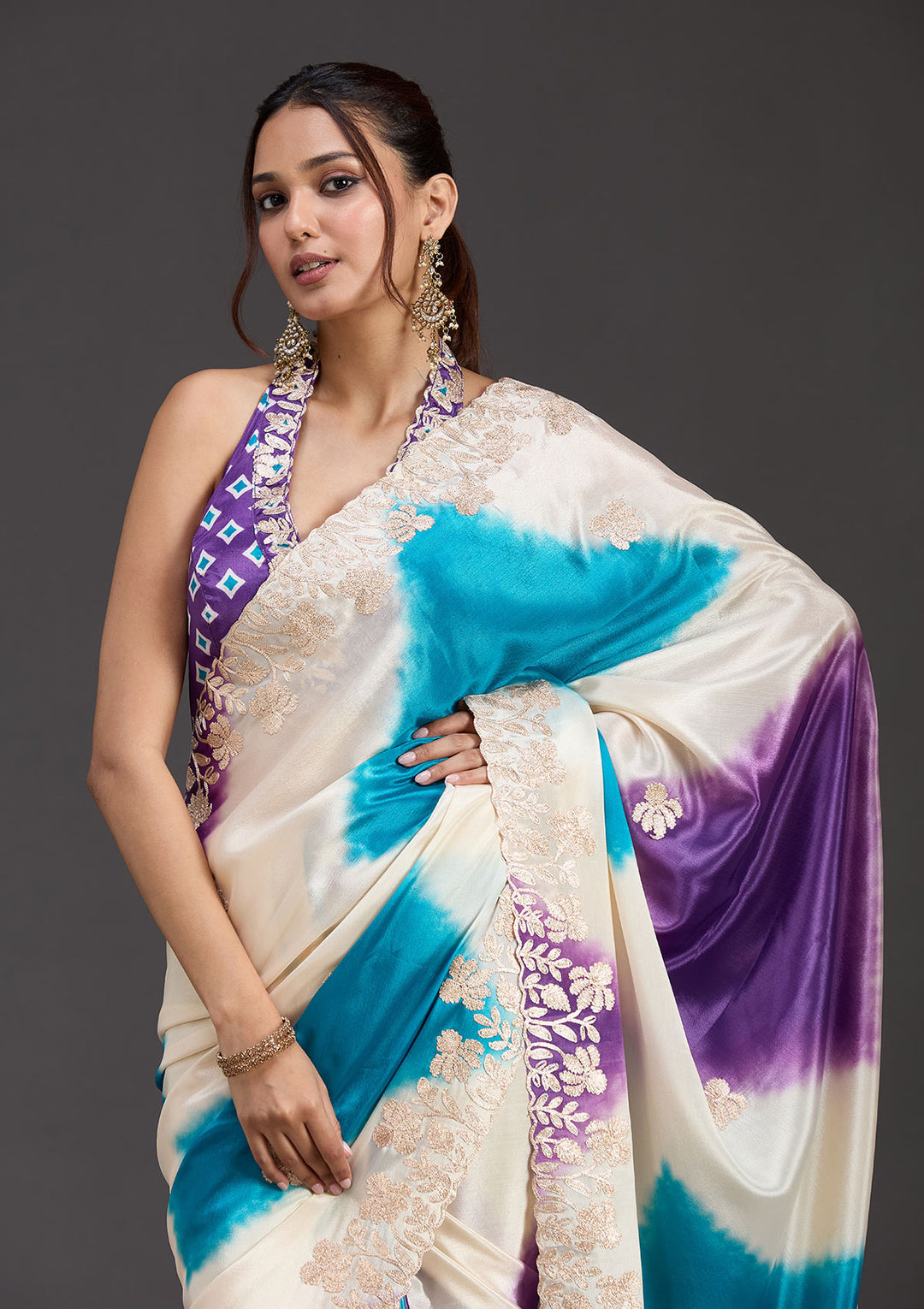 Purple Gotapatti Crepe Saree