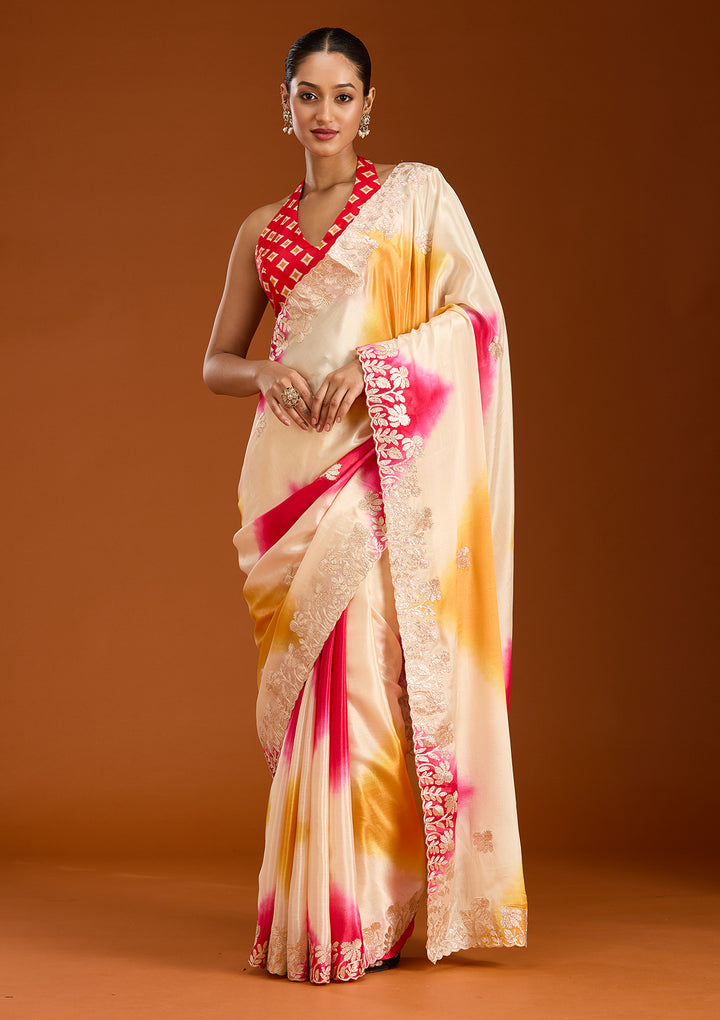 Rani Pink Gotapatti Crepe Saree