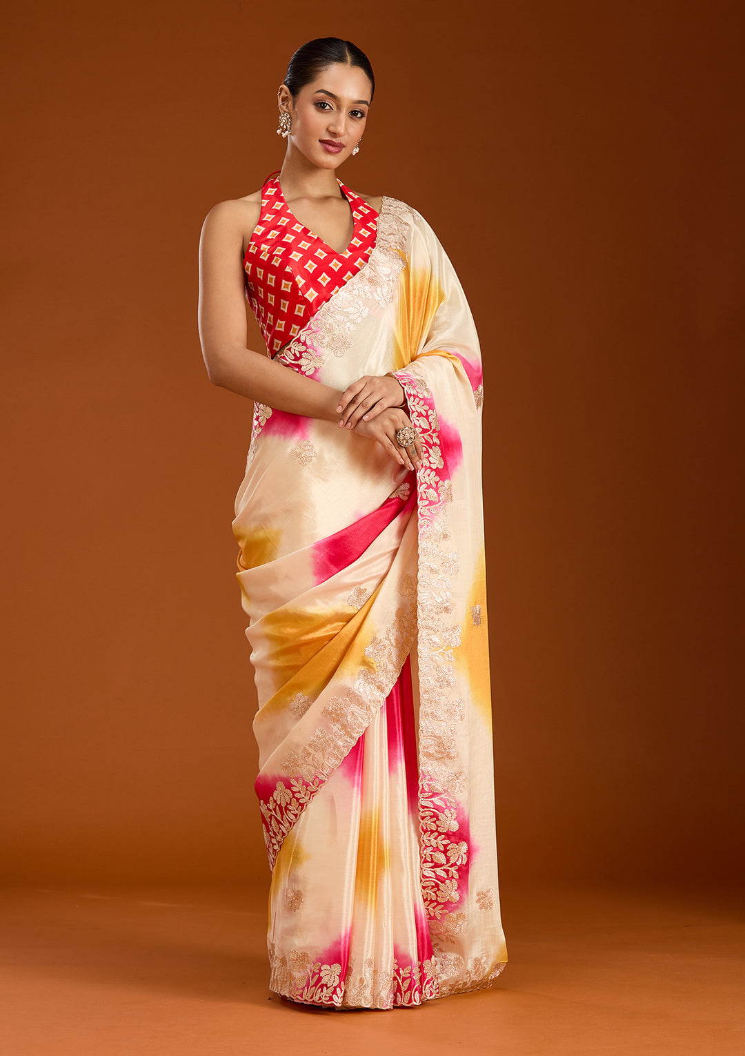 Rani Pink Gotapatti Crepe Saree