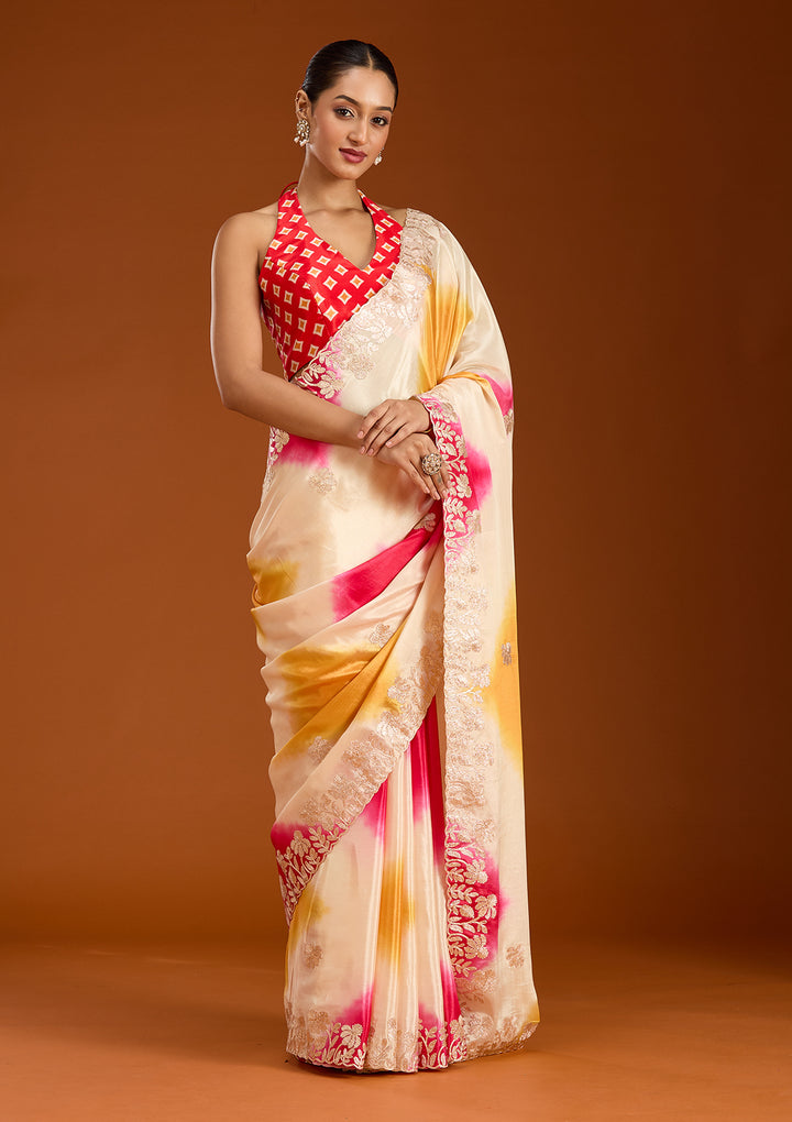 Rani Pink Gotapatti Crepe Saree