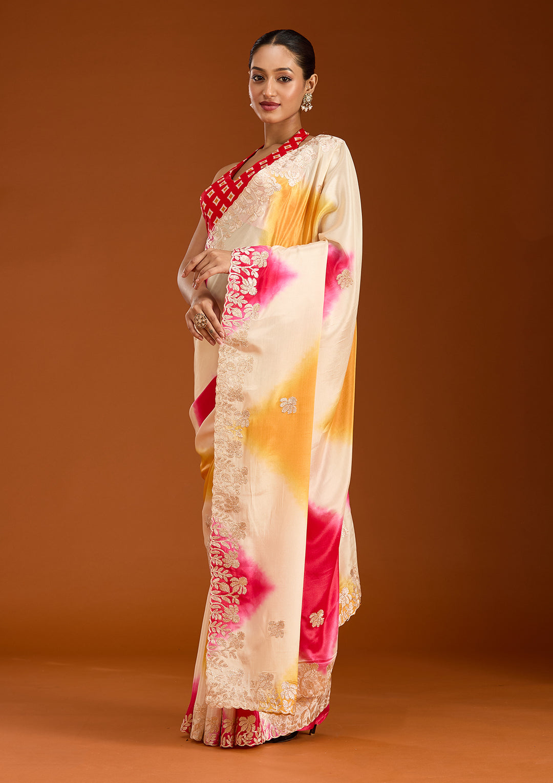 Rani Pink Gotapatti Crepe Saree