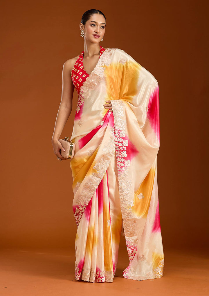 Rani Pink Gotapatti Crepe Saree