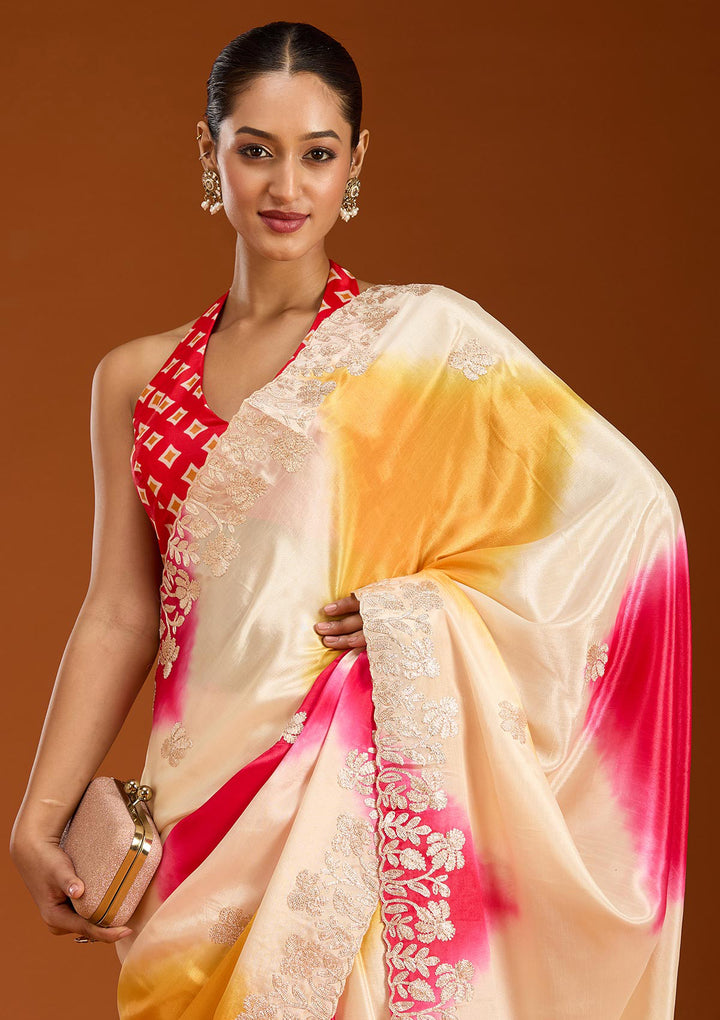 Rani Pink Gotapatti Crepe Saree