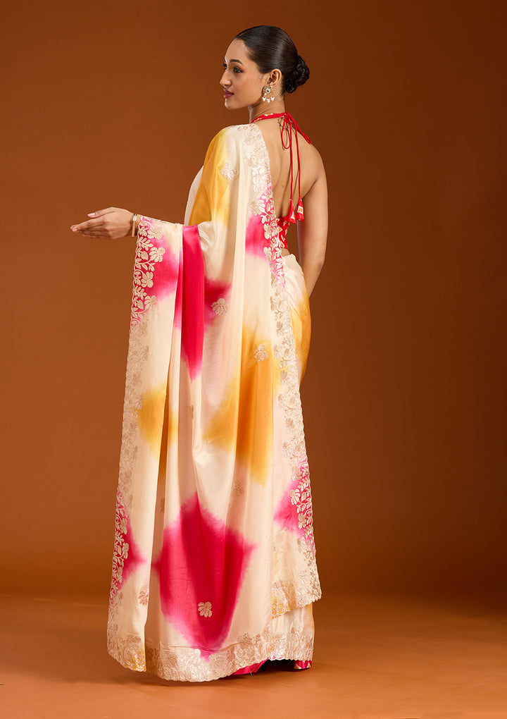 Rani Pink Gotapatti Crepe Saree