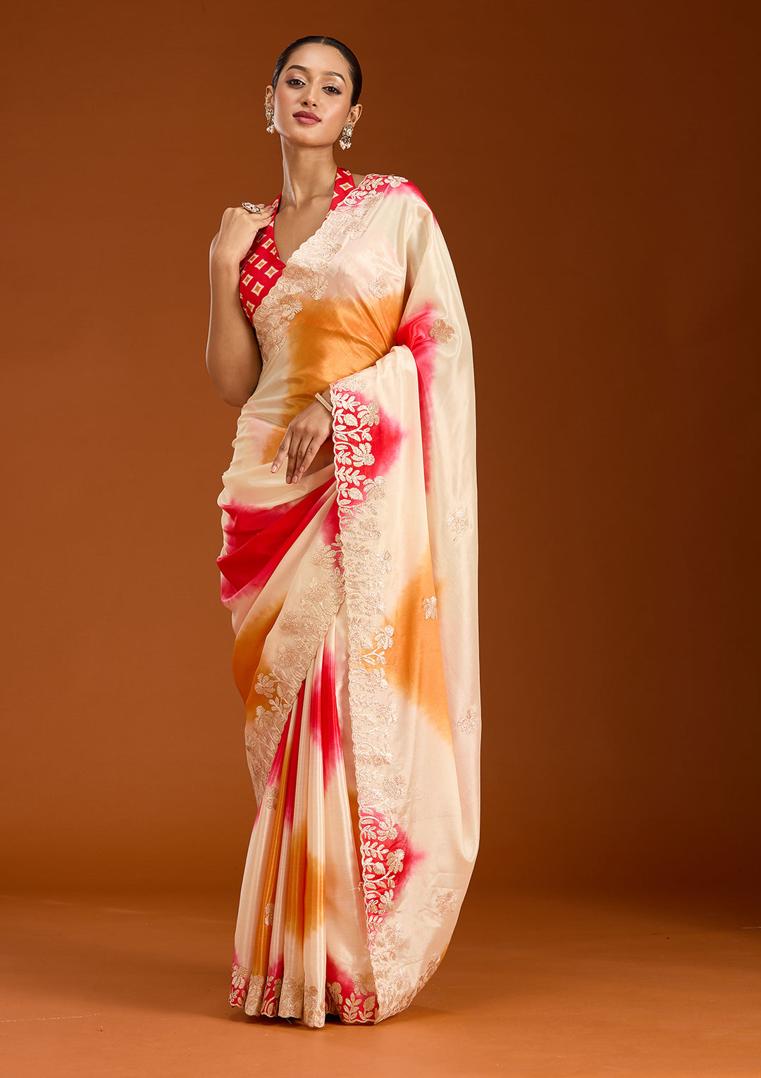 Red Gotapatti Crepe Saree