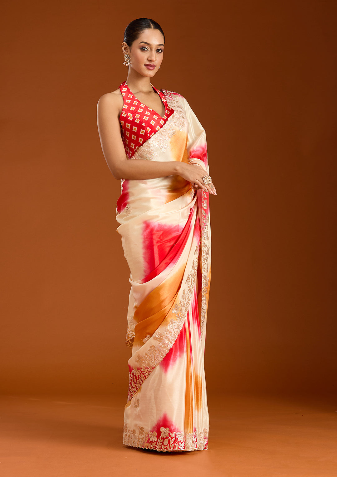 Red Gotapatti Crepe Saree