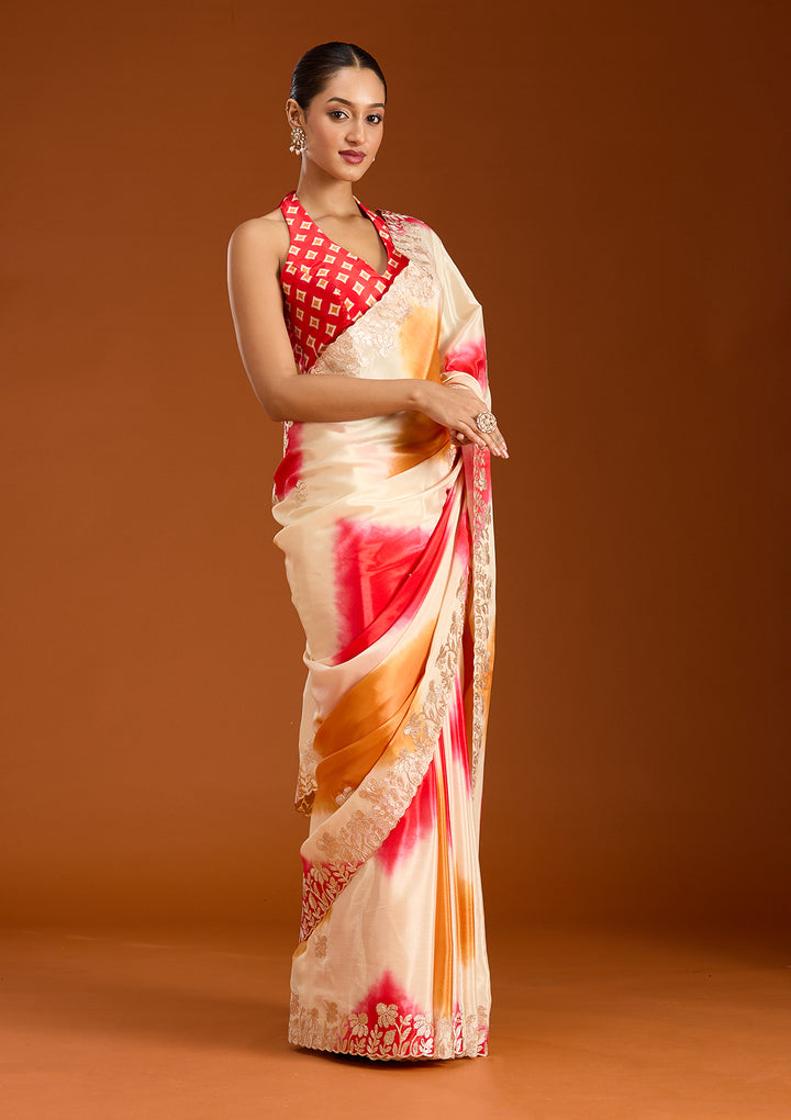 Red Gotapatti Crepe Saree