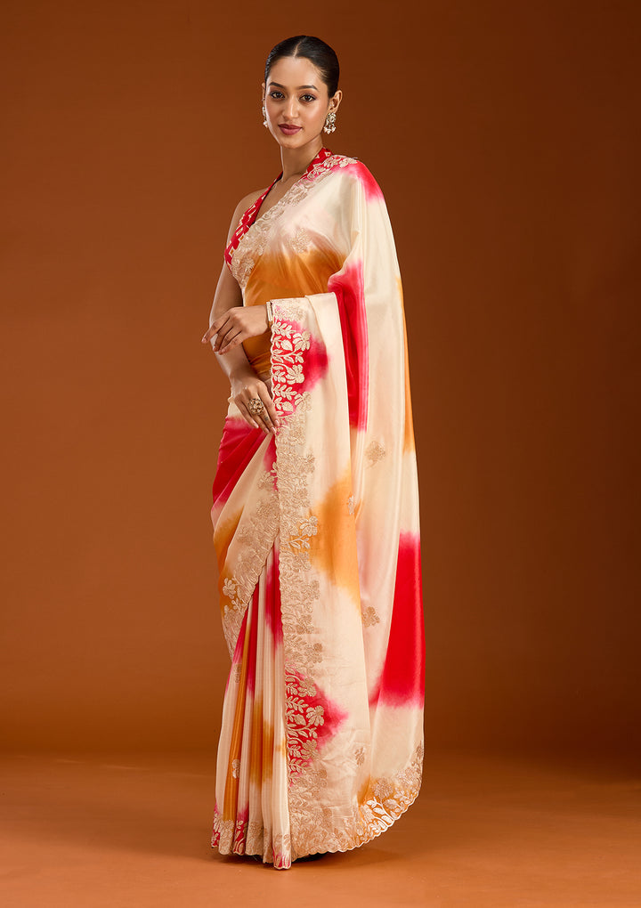 Red Gotapatti Crepe Saree