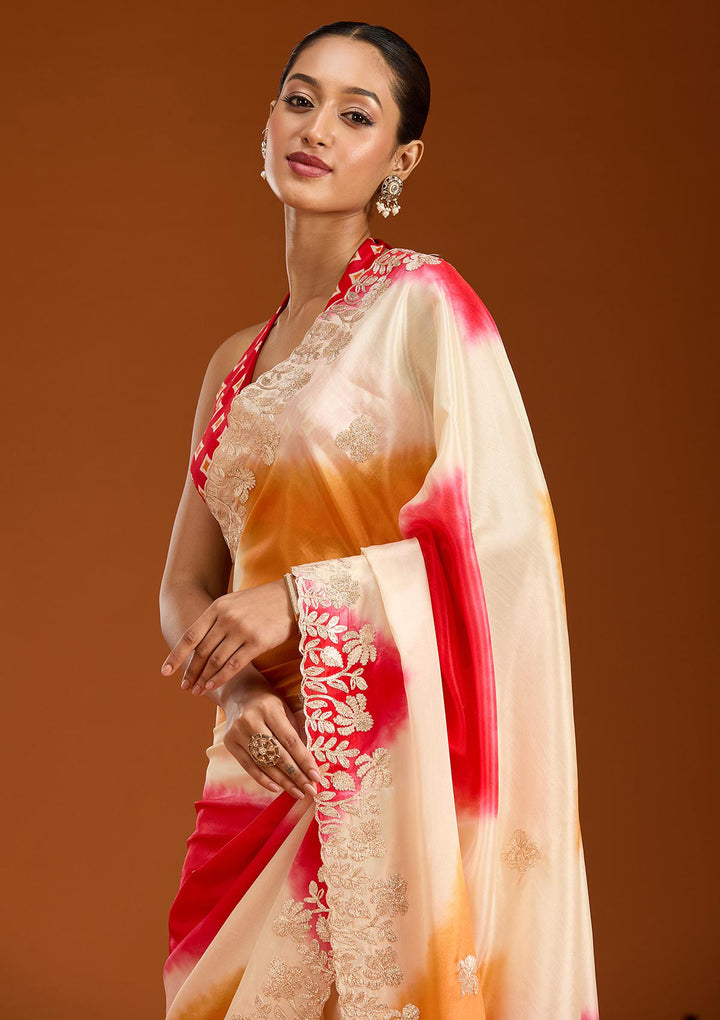 Red Gotapatti Crepe Saree