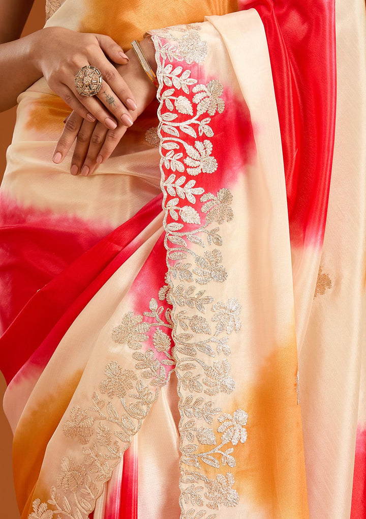 Red Gotapatti Crepe Saree