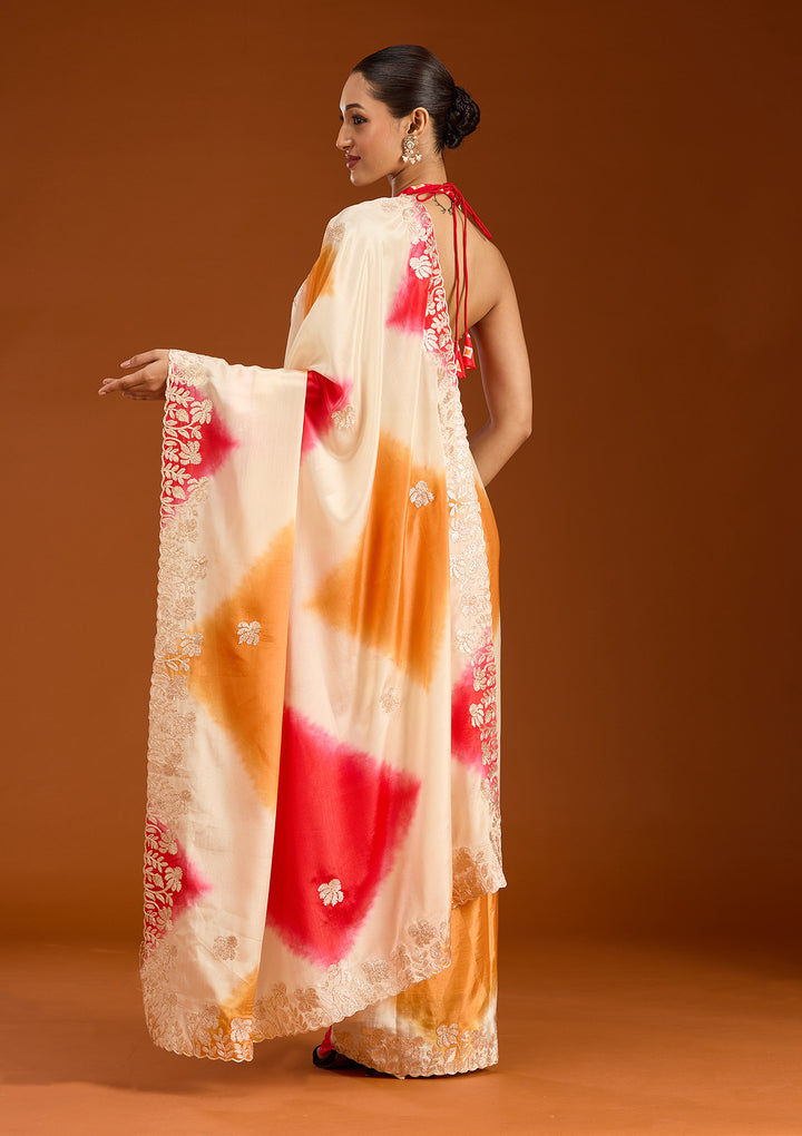 Red Gotapatti Crepe Saree