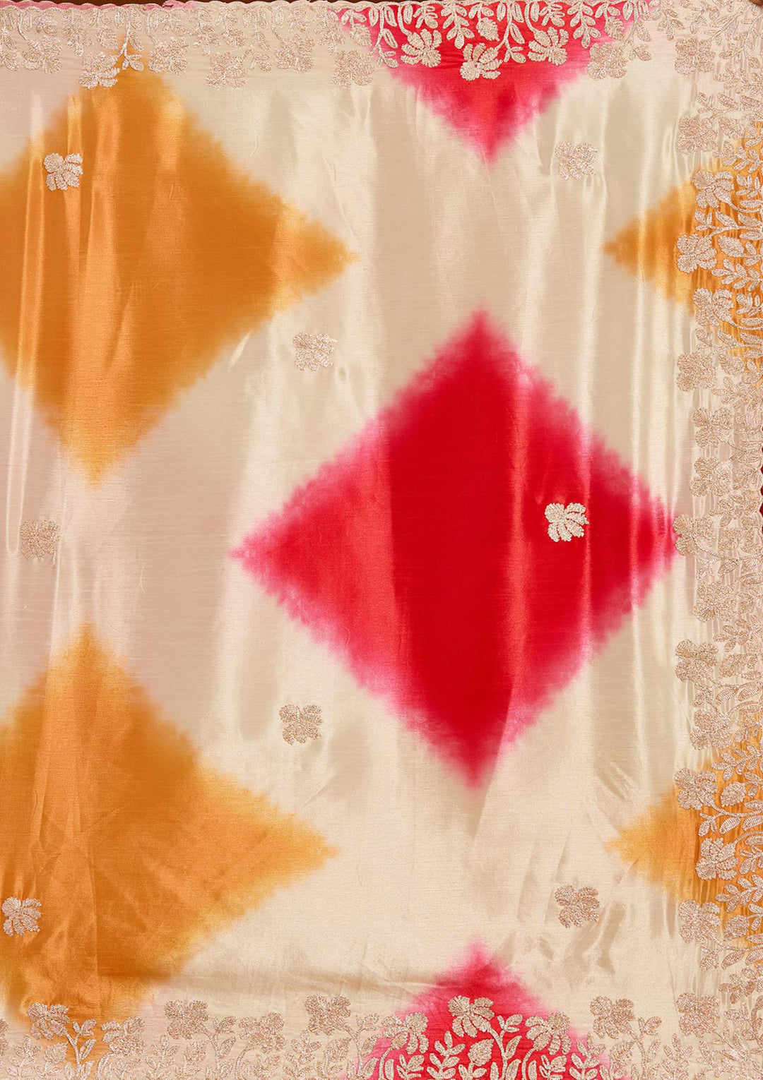 Red Gotapatti Crepe Saree