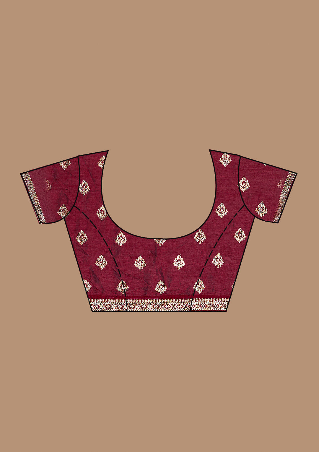 Maroon Zariwork (Gold) Soft Raw Silk Saree