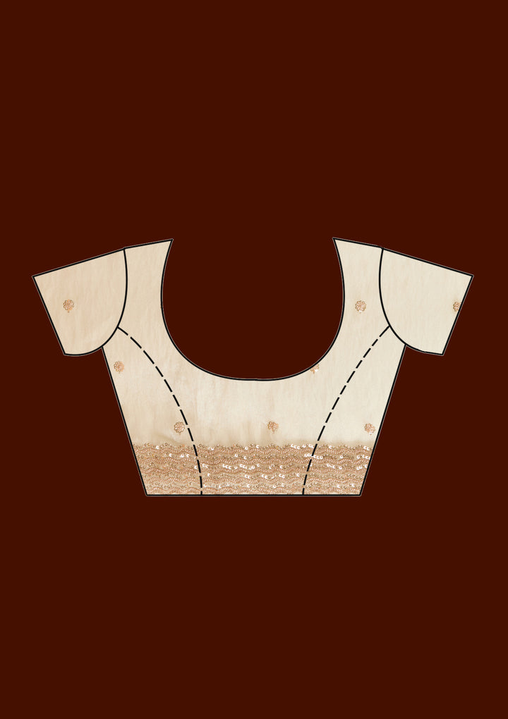 Beige Sequins Tissue Saree