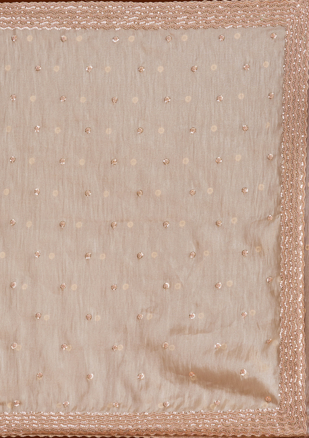 Beige Sequins Tissue Saree