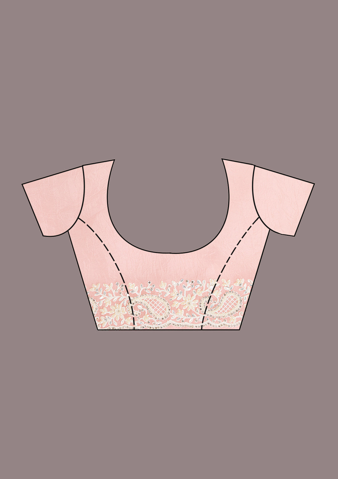 Baby Pink Pearlwork Tissue Saree