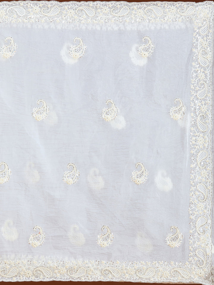 Teal Green Stonework (Gold) Tissue Saree