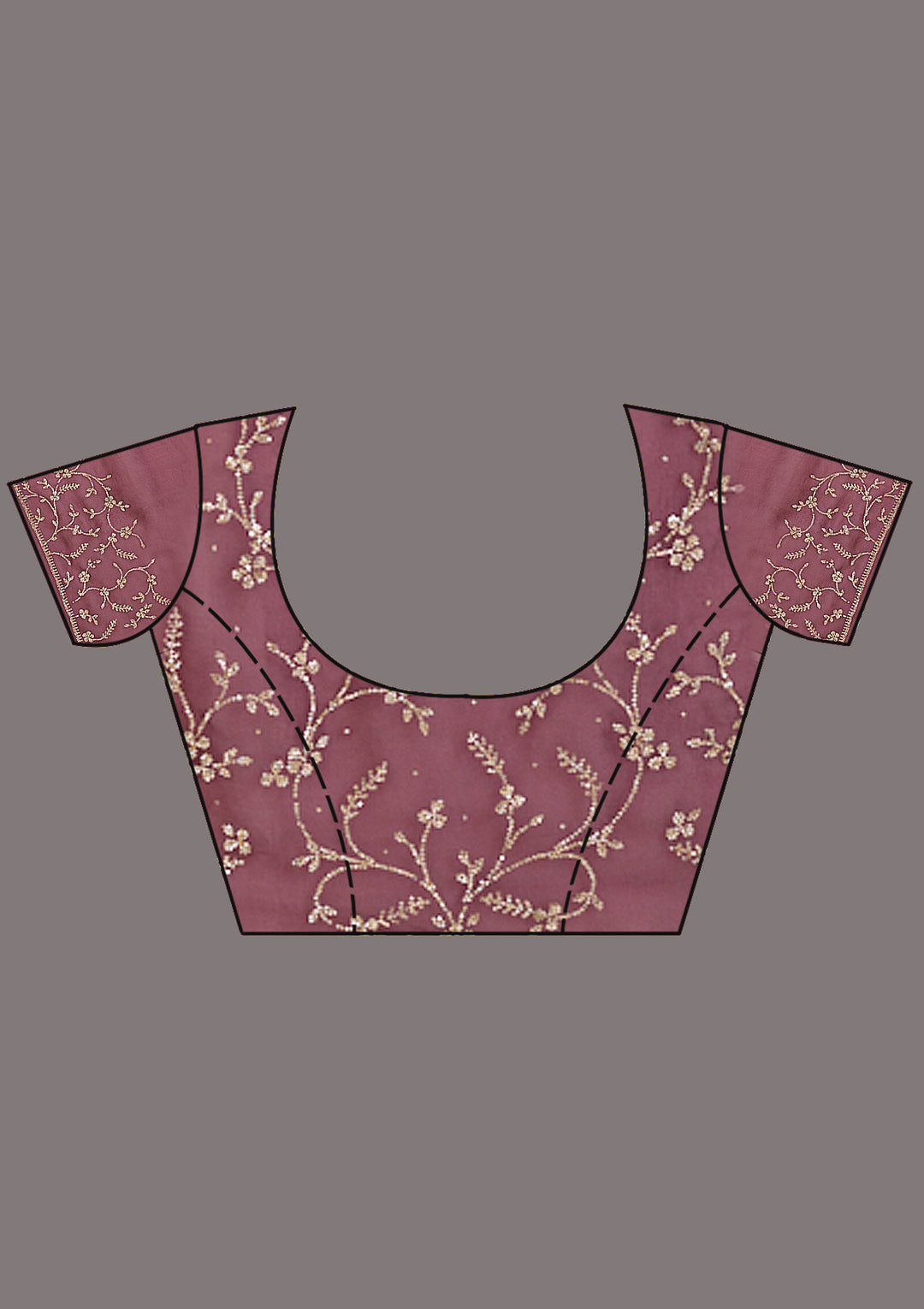 Gajari Pink Stonework (Gold) Tissue Saree