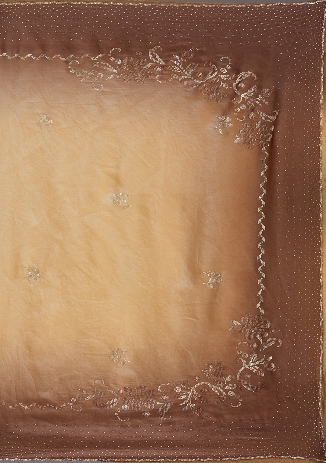 Beige Stonework (Gold) Tissue Saree