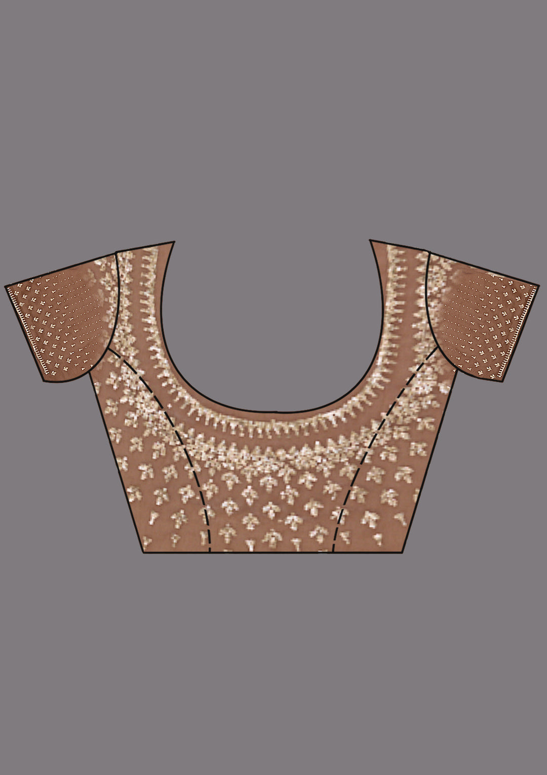 Beige Stonework (Gold) Tissue Saree