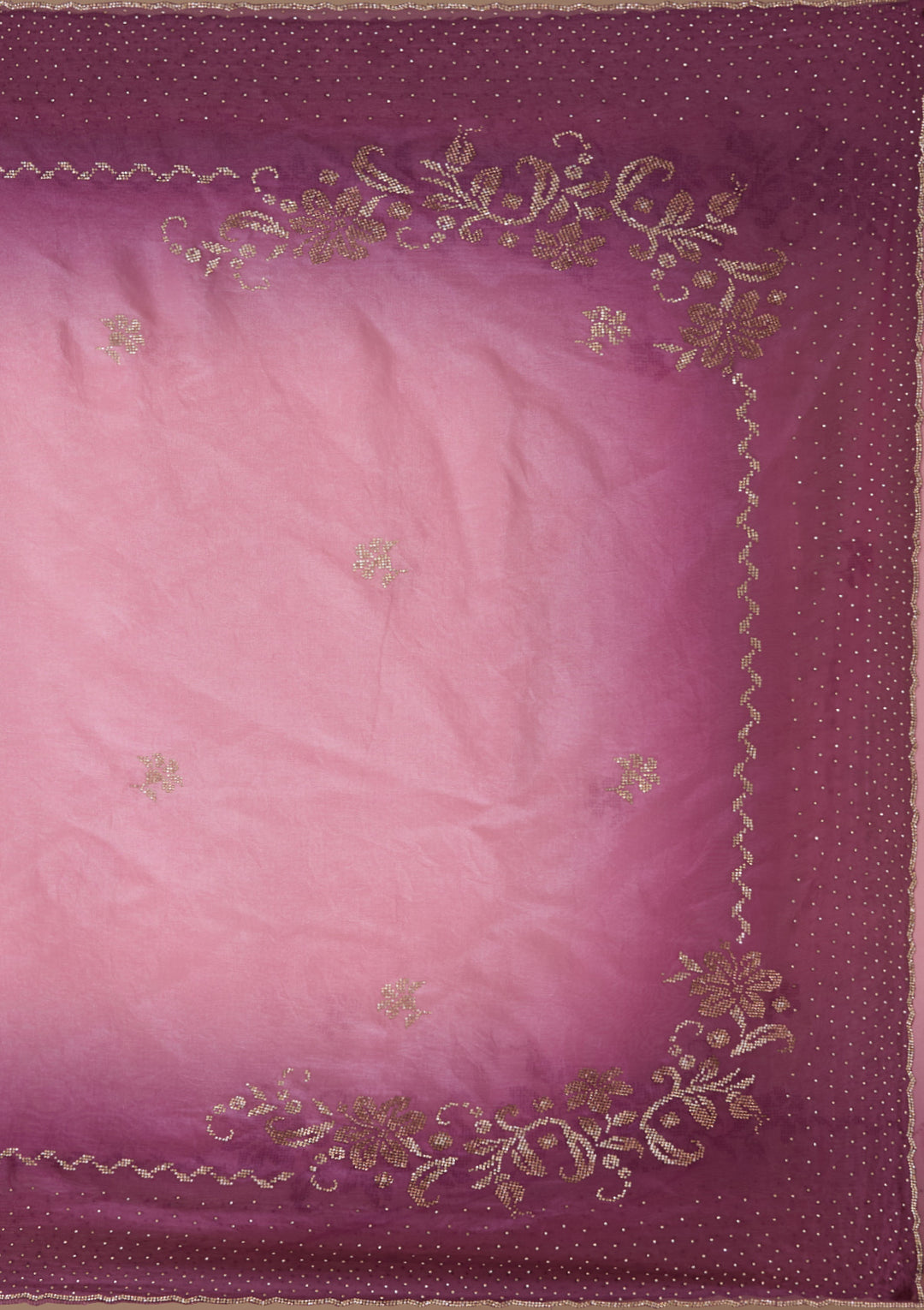 Pink Stonework (Gold) Tissue Saree
