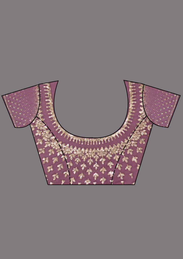 Pink Stonework (Gold) Tissue Saree