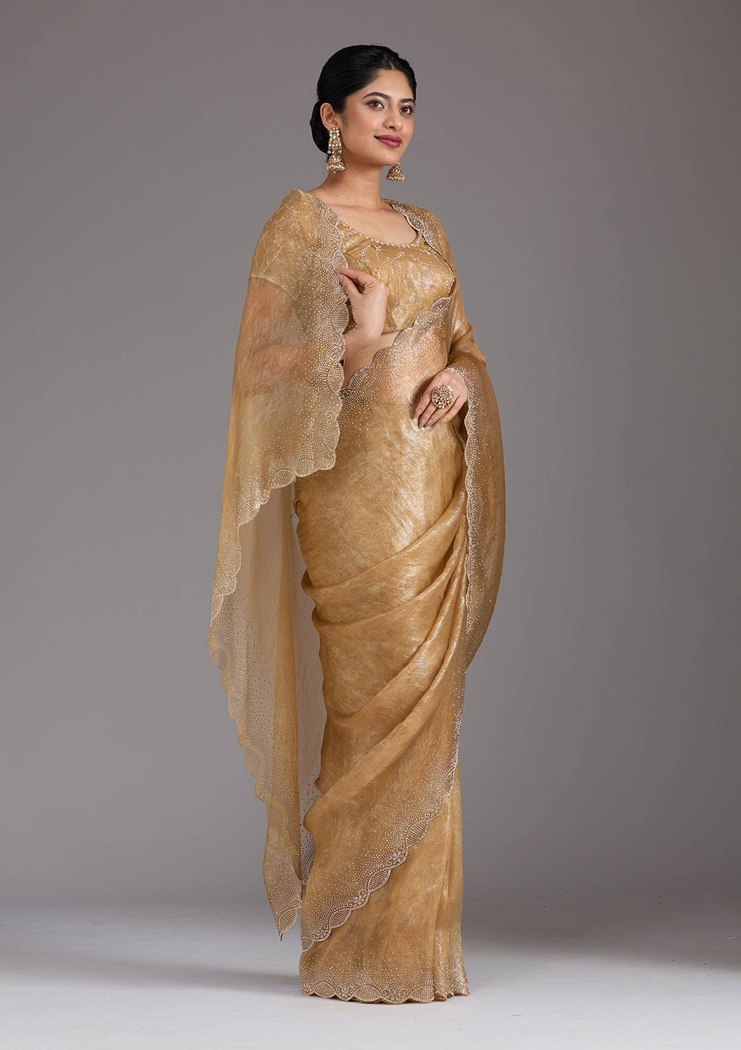 Gold Stonework (Gold) Tissue Saree