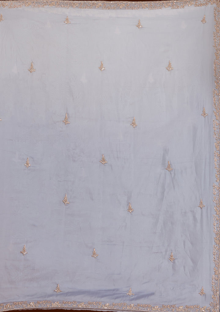 Sky Blue Cutdana Silk Saree