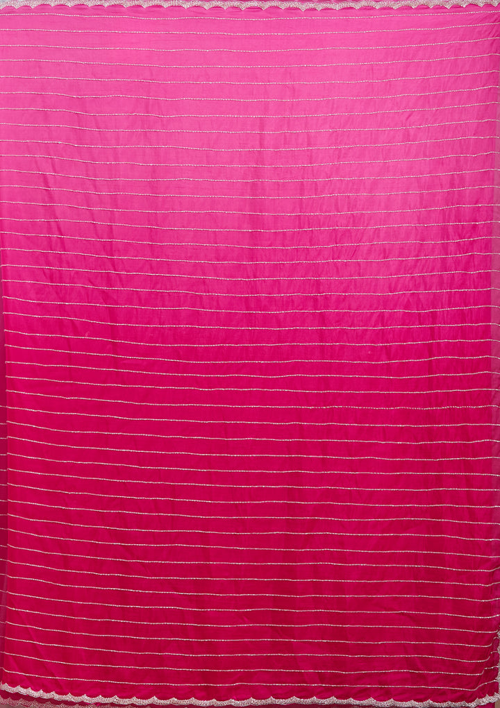 Rani Pink Cutdana Crepe Saree