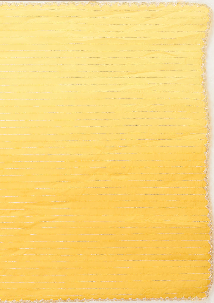 Yellow Cutdana Crepe Saree