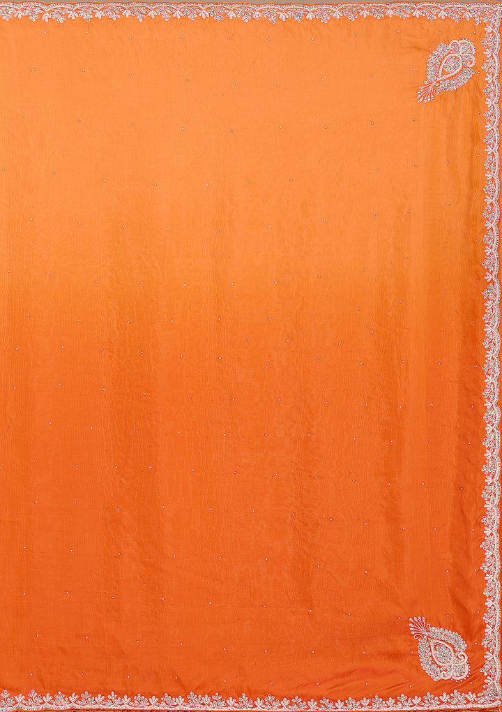 Orange Cutdana Satin Saree