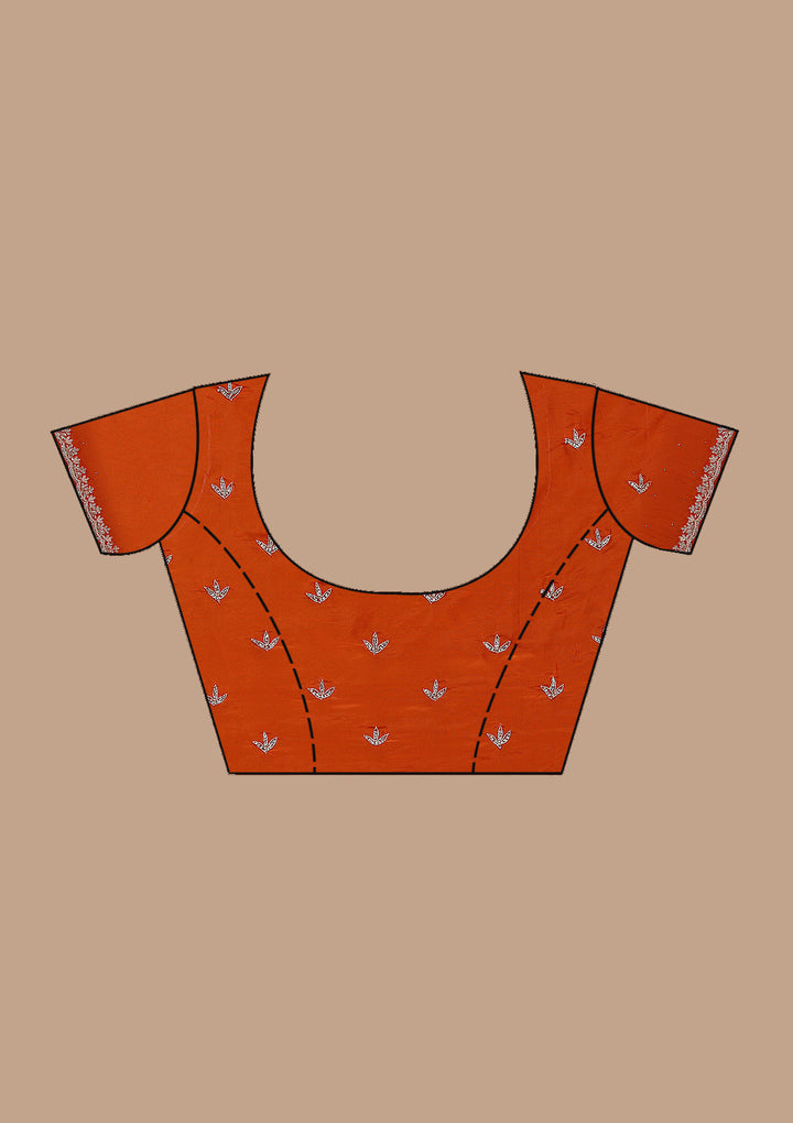 Orange Cutdana Satin Saree