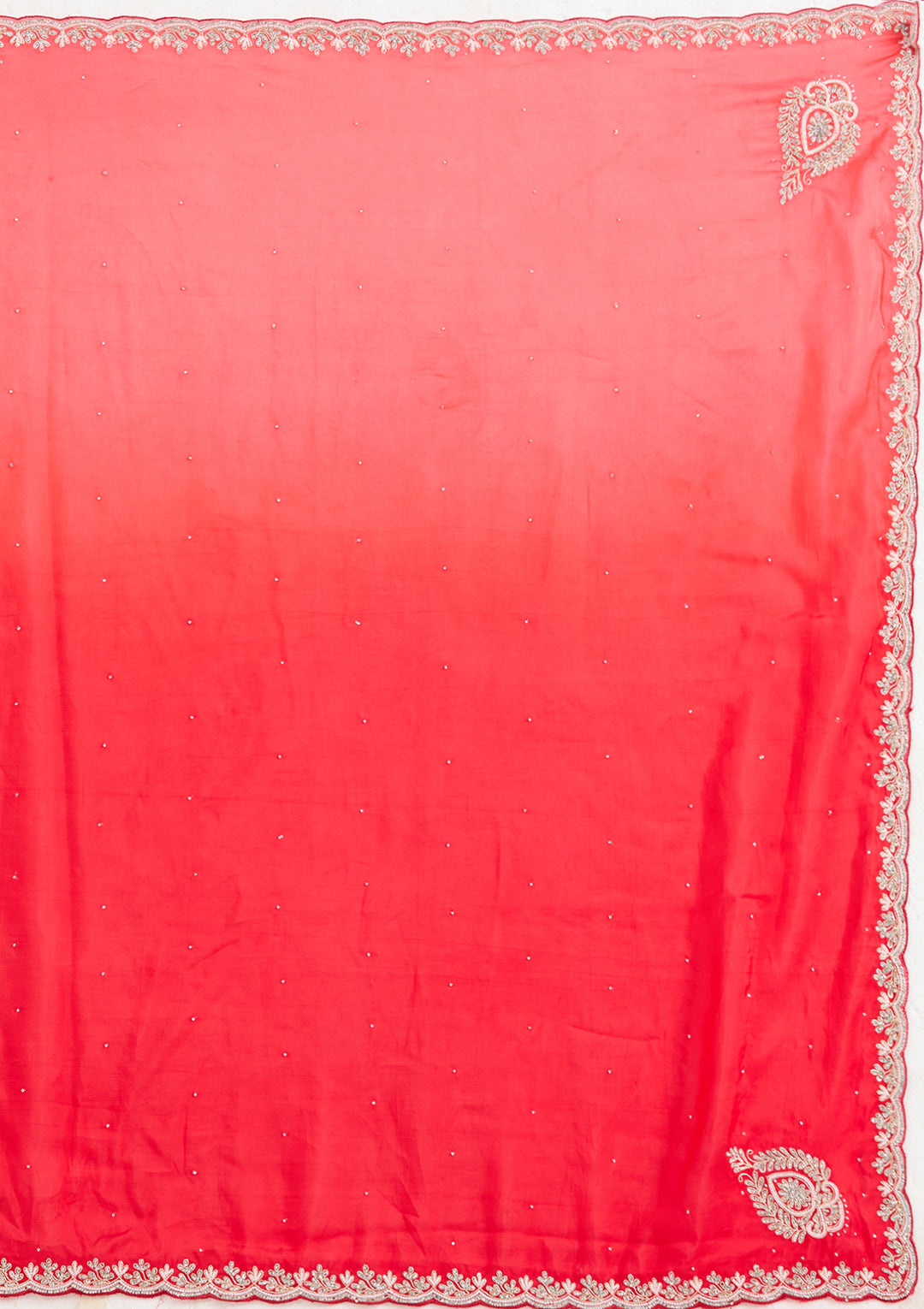 Red Cutdana Satin Saree