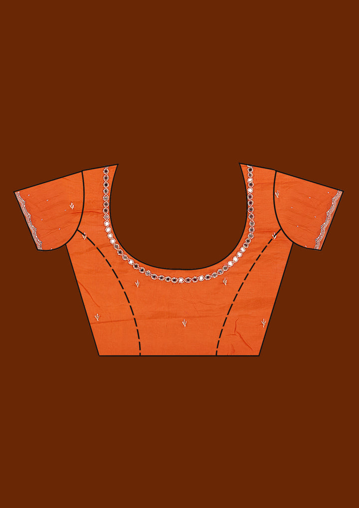 Orange Cutdana Satin Saree