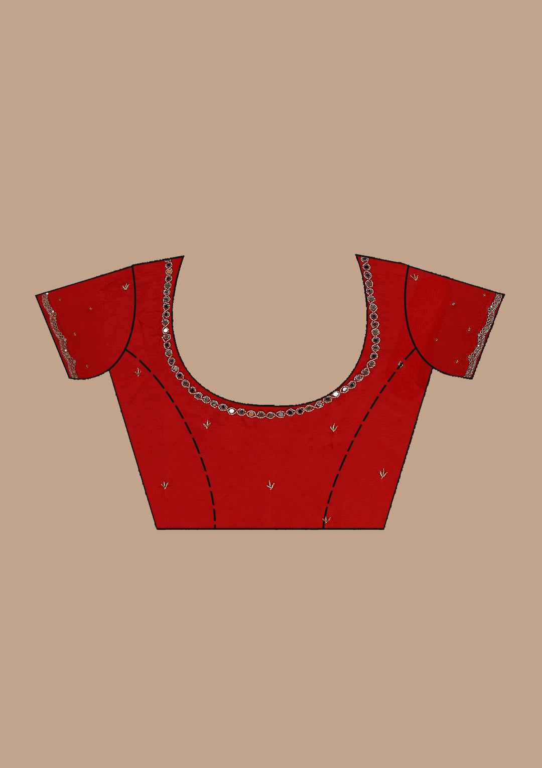 Red Cutdana Satin Saree
