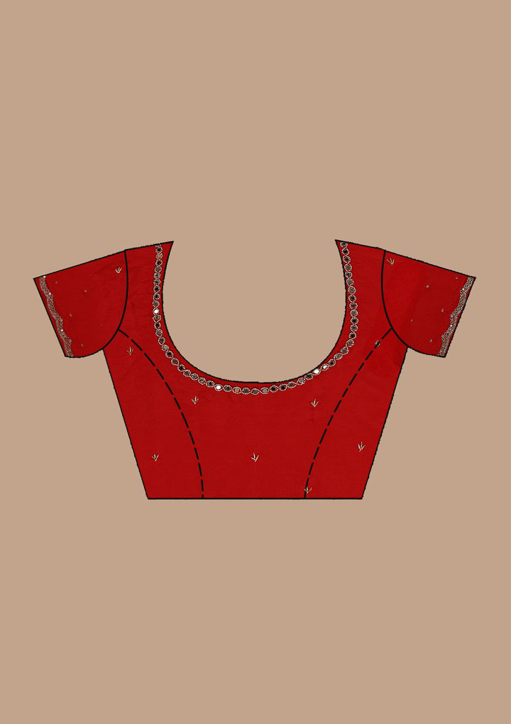 Red Cutdana Satin Saree