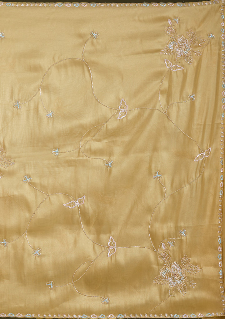 Gold Aariwork Tissue Saree