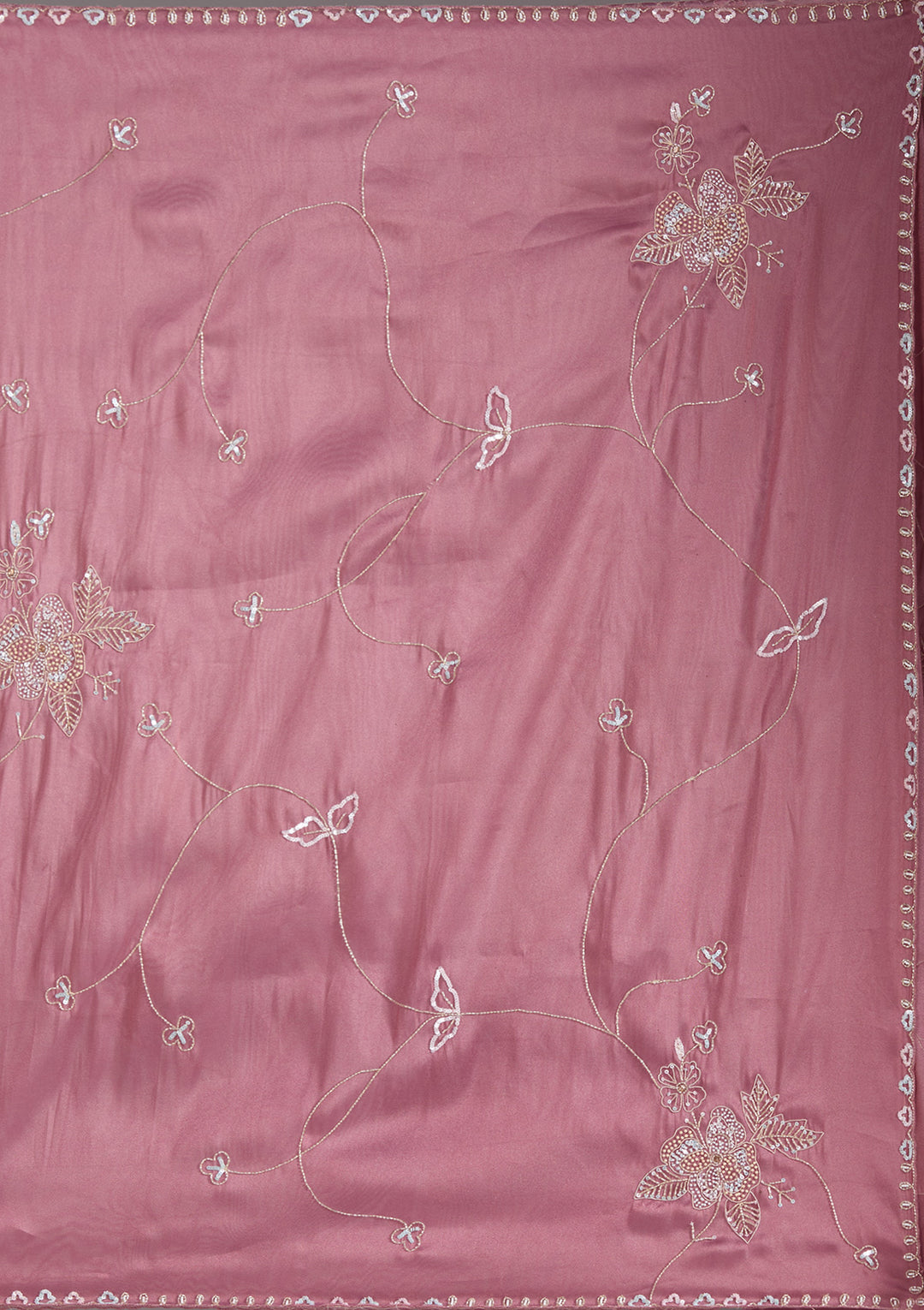 Onion Pink Aariwork Tissue Saree