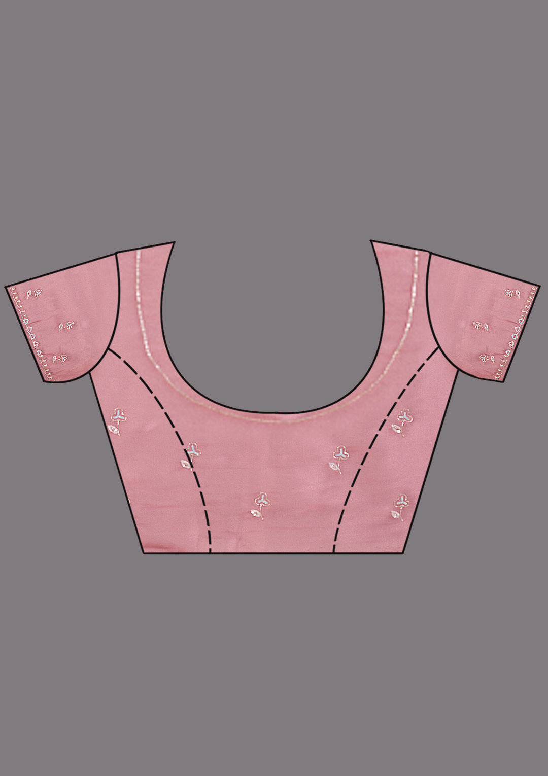 Onion Pink Aariwork Tissue Saree