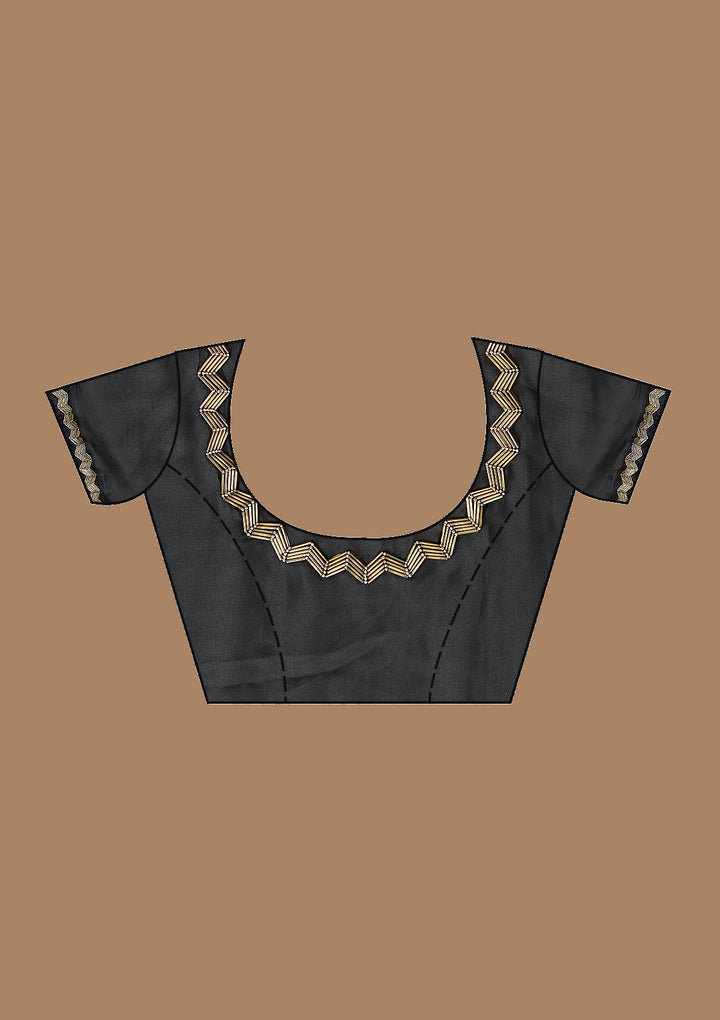 Black Aariwork Satin Saree