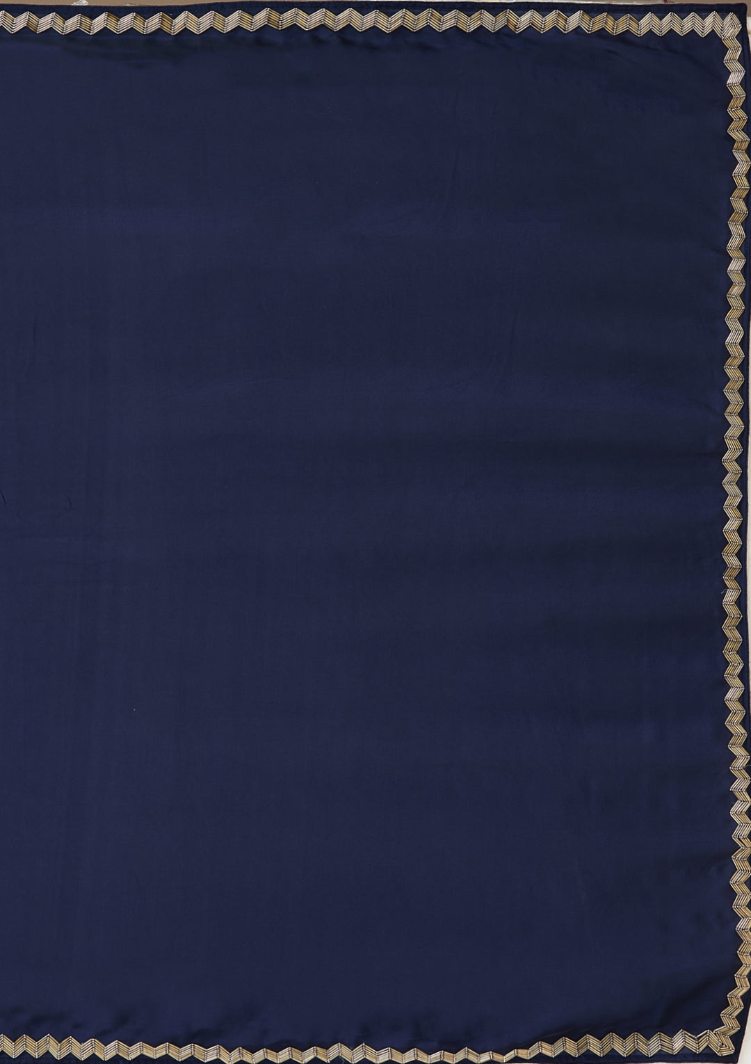 Navy Blue Aariwork Satin Saree
