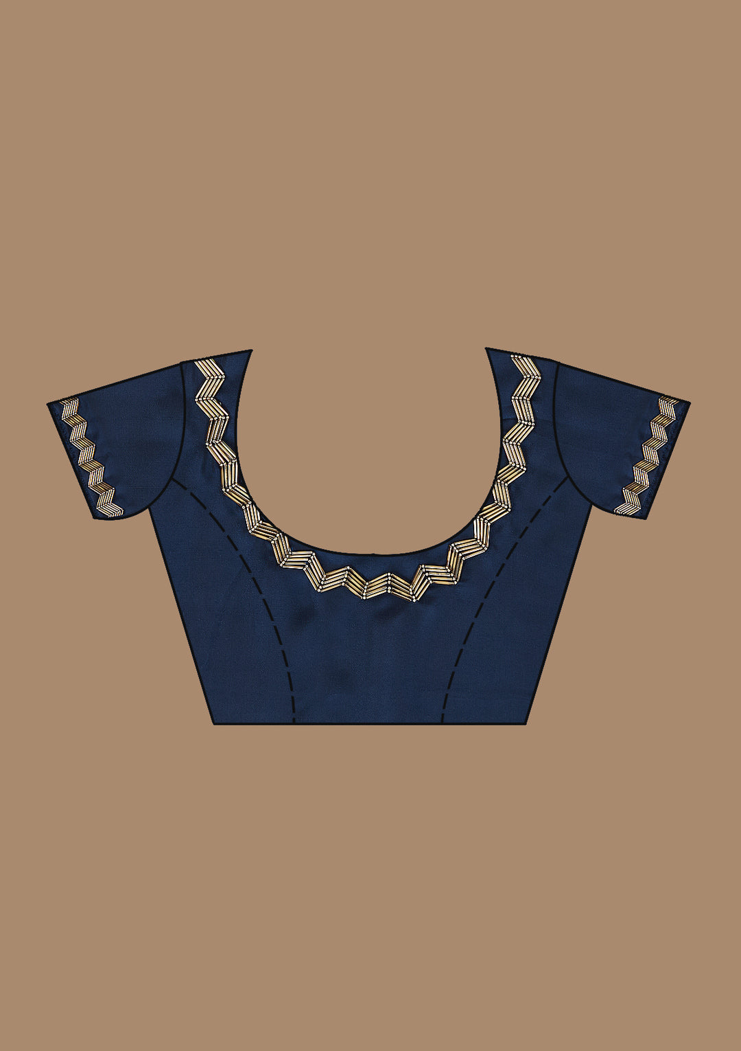Navy Blue Aariwork Satin Saree